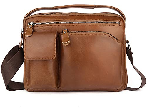 Herren Schultertasche Umhängetasche Handtaschen, Herren Tablet Sleeve Tote Aktentasche Echtes Leder Schulter Messenger Bag Business Casual Crossbody Tasche Arbeit Handtasche Satchel Tablet Messenger C