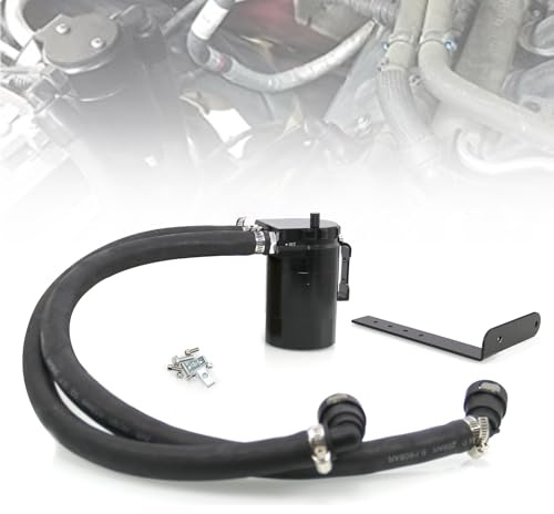 RULLINE Oil Catch Can Kit Oil Separator Reservoir Tank Engine Polish Baffled Compatible with Ford F150 2.7EB 3.5EB 5.0 Passenger Side 2011-2019 Aluminum Black
