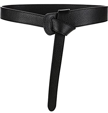 Aabellay Corsetto da donna in pelle PU con cintura in vita retrò legata cintura fasciatura fascia fiocco fiocco fiocco in ecopelle OBI Boho Style Halloween Costume - angolo rotondo nero, nero, Medium