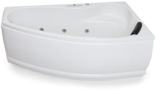 Basera® Classic Indoor Eck-Whirlpool Formentera mit 17 Massagedüsen, LED-Ambiente, Touchpanel, Bluetooth und Radio (Formentera Rechts)