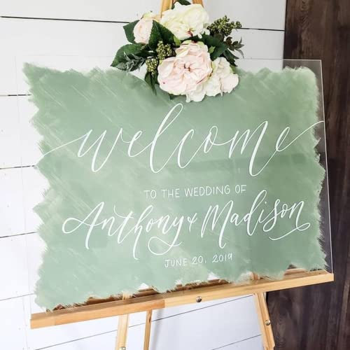 JFS Personalisiertes Acrylschild für Hochzeiten, Datum und Name des Paares, personalisiertes Willkommensschild aus Acryl, für rustikale, charmante Hochzeits- und Empfangsdekorationen (40 x 40 cm)