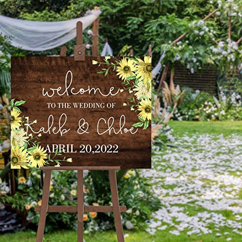 NABRAND Panneau de bienvenue de mariage personnalisé en bois - Panneau d'entrée vertical pour invités de mariage - Affiche en bois pour cérémonie, fiançailles, fête, cadeau - 40,6 x 50,8 cm