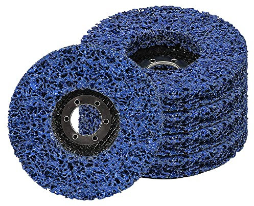 CSD Scheibe Schleifscheibe, Ø 125mm Reinigungsscheibe Set, Grobreinigungsscheibe für Winkelschleifer, Clean Strip Disc Nylongewebescheibe für Schleifens Polierens Rostentfernung (5 Stück - Blau)