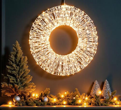 LED Leuchtkranz 800 LED 50 cm mit Timer Lichterkranz Weihnachtskranz Weihnachtsbeleuchtung Deko Kranz Deluxe