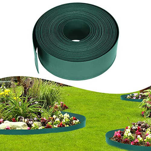 YRHome Bordure de pelouse en plastique - Rouleau de 60 m de long et 12 cm de haut - Bordure de pelouse - Bordure de pelouse - Bordure de parterre de fleurs - Bordure de jardin - Vert