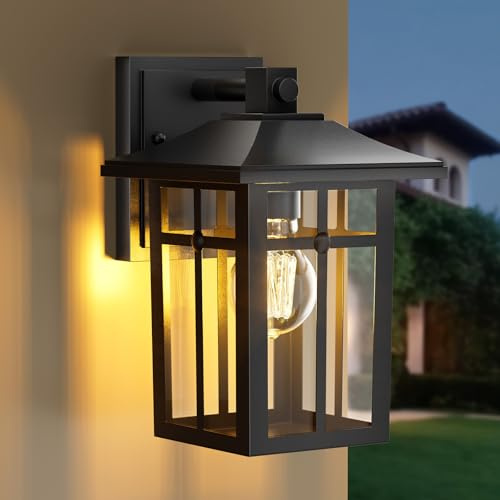 S'AFIELINA® Wandleuchte Aussen, IP44 Wasserdicht, Außenlampe Wand für Terrasse, Aussenleuchten Hauswand, Aussenlampe E27 Fassung, Wandlampe Außen Schwarz, 2 Stück