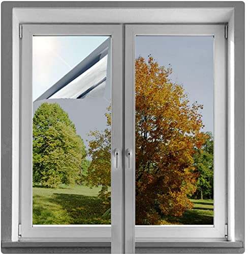 Fensterfolie Von Innen Durchsichtig Von Aussen Blickdicht, Spiegelfolie, Sichtschutzfolie Sonnenschutzfolie, Reflektierende Fensterfolie, Glastönungsaufkleber, Selbstklebend,WxH-60x200cm(23.6*79in)