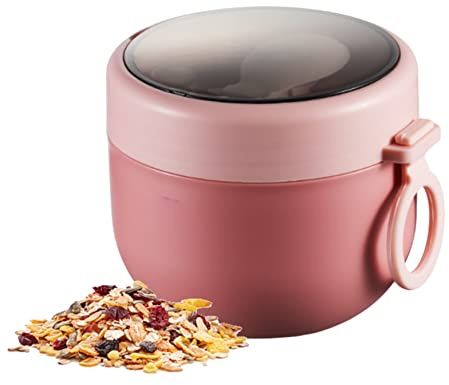 VONGLYHOO Soupe Thermos Bouche Large Bocal Alimentaire Isolé Anti-fuite Chaud Et Froid Thermos Bol Récipient D'avoine Pour Enfant Adulte 600 Ml Conteneurs D'avoine Rose Bocaux ' De Nuit Soupe Bol