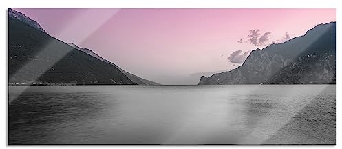 Pixxprint Glasbild Panorama, Wandbild aus Echtglas, Gardasee in Italien, 120x50 cm, inkl. Aufhängung und Abstandshalter