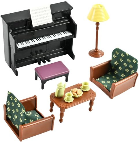 EKKONG Puppenhaus Zubehör, Puppenhausmöbel Puppenhaus Wohnzimmer Miniatur Möbel Set 17 Stücke für Mini -Szenendekoration Verwendet
