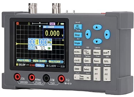 Multimetro Per Oscilloscopio 3 in 1, Generatore di Segnale Multimetro Per Oscilloscopio con Display Digitale 120M 250MSa/s 3,2 Pollici Modello X/Y a 2 Canali