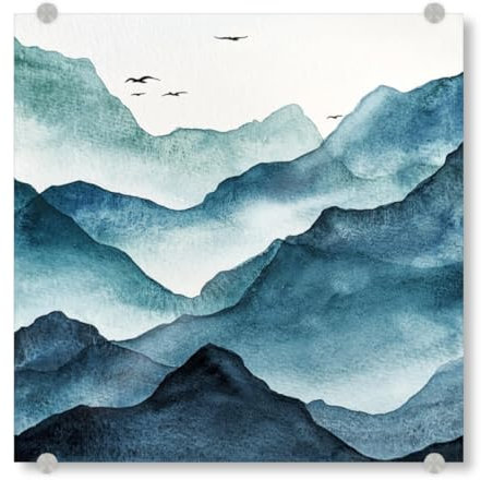 artboxONE Acrylglasbild 80x80 cm Natur Blaue Stunde in den Bergen - Bild Blue Mountains Berge und Himmel bergpanorama