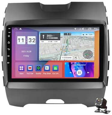 PLOKM Stereo Auto Radio Coche Táctil Autorradio Navegación del Coche Android 12 para F-ORD Edge 2015-2018 con Dab WLAN Carplay WiFi Bluetooth FM USB DSP RDS