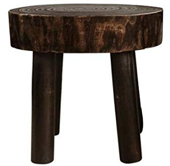 belupai Mini-Holzhocker-Präsentationsständer, Runder Holzhocker, Pflanzenständer mit 4 Beinen, Vintage-Holzmaserung, Garten-Blumentopf-Erhöhung, Moderner Blumen-Display-Halter für Drinnen und(S)