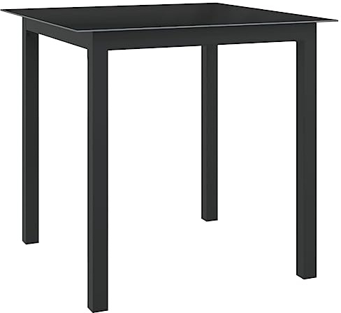Bistrotisch Balkontisch Gartenmöbel Gartentisch Schwarz 80x80x74 cm Aluminium und GlasGeeignet für Pools, Gärten, Rasenflächen