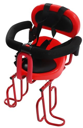 OMGGYER Fahrradsitz Kinder Hinten Fahrrad Kindersitz Hinten Kinder Fahrradsitz Fahrrad Sicherheits-Kindersitz Halterung bis 30kg mit Leitplankengriff, Pedalen, Sicherheitsgurt (Rot)