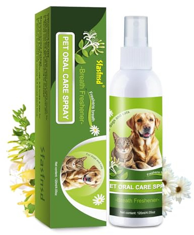 Sfasfnsd Mundpflege für Haustiere, Dentalspray für Hunde, Zahnreinigung Hund,Entfernt Plaque Auf Natürliche Weise, Deodorant für Haustiere, Reinigt die Zähne Ohne Bürsten, Hält den Atem Frisch(120ml)