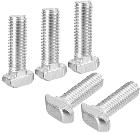 QUARKZMAN 20 Stück Hammerkopfschrauben M8x25mm T-Nut Tropfenbolzen, Kohlenstoffstahl vernickelt Hammerkopf T-Bolzen T-Form Stud Schiebeschraube T Schrauben für 30er Serie Aluminiumprofil