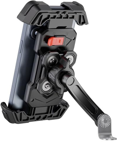 GREFAY Motorcycle Phone Holder, Universal Motorcycle Phone Mount 【2025 Double Vibration Damping】 Phone Holder for Motorbike Rear View Mirror With 360 Rotation for 4.5-7.2 Inch Smartphone