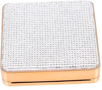BELLIFFY Porta Fondotinta Compatto Oro in Abs Specchio e Puff in Spugna, Leggero e Portatile per Viaggi e Uso All'aperto Colore Casuale