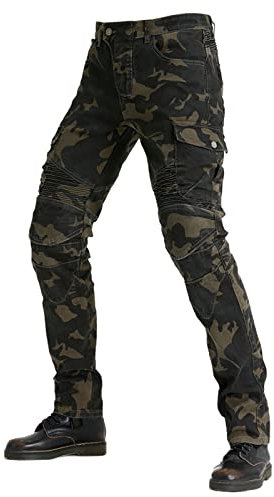 COLOYO Motorrad-Schutzhose, CE-geprüft, kniefrei, mit Schutzpolstern, Armeegrün, Größe 3XL
