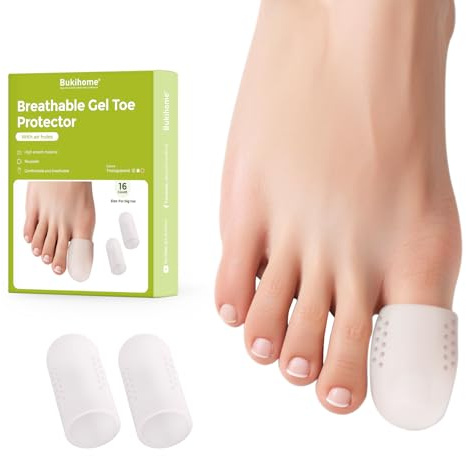 Bukihome 16 protezioni per dita dei piedi, in silicone, per prevenire il dolore per calli, vesciche e unghie incarnite, ideali per corsa, camminata, arresto del dolore alle dita dei piedi (16 L)