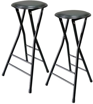 Set di 2 sgabelli da bar pieghevoli per adulti, 60 cm, colore nero, ideali per feste, casa, ufficio e cucina