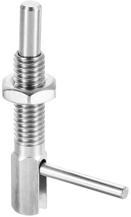 sourcing map Retractable Indexing Plunger Pin, M6 L Spring Plunger Stainless Steel Spring Loaded Latch Telescopic Locking Pin with Nut for Machinery Shipbuilding