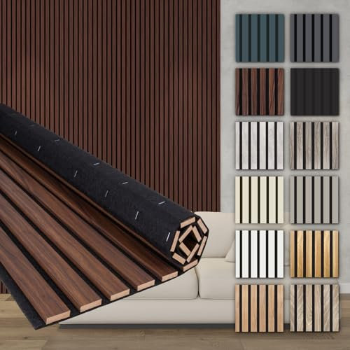 HEXIM Akustikpaneele 278x60cm Holz Comfort - flexible Holzpaneele Platten Lamellenwand flexibel MDF Wandpaneele TV Wandverkleidung Holzwand Deko braun (1.67m² Catania Oak)