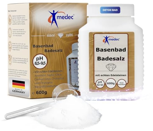 medec Basenbad Badesalz 600g basisch mit echten Edelsteinen | basisches Badesalz für Fußbad, Sitzbad & Vollbad, mit Edelsteinen, vegan, ohne Duftstoffe