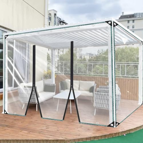 KGUDYS Clear Tarpaulin, 2.8m x 2m, Heavy Duty Waterproof PVC, Transparent, 0.3mm, 2 Zips, Ideal for Gardening, Beach, Picnic, Emergency Preparedness