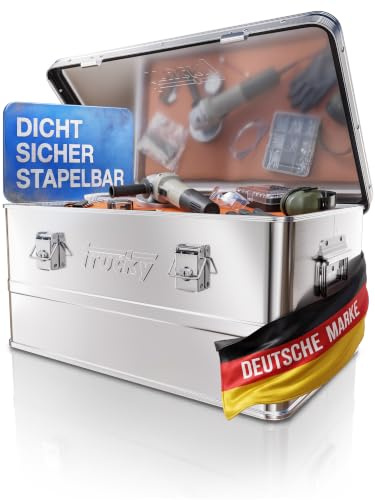 Trucky Aluminium Box mit Deckel Silber Alukiste Alu Kiste Abschliessbar | 65L, Transportbox, Metallbox, Aufbewahrungsbox, Metallkiste