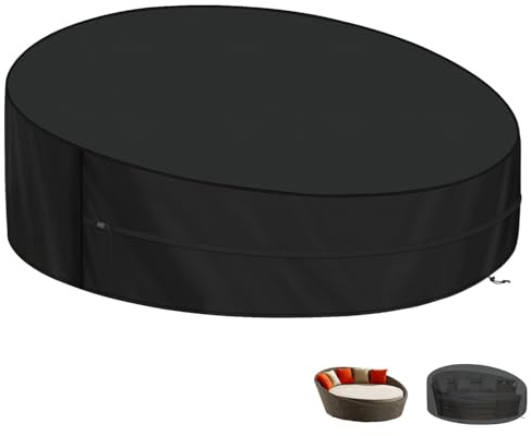 LAMUNI Copertura per Isola Solare Rotonda Copertura per Divano Letto da Giardino, Tessuto Oxford 420D Copri Isola Divano Esterno, Impermeabile Copertura Isola Prendisole da Giardino, 230x90/50cm