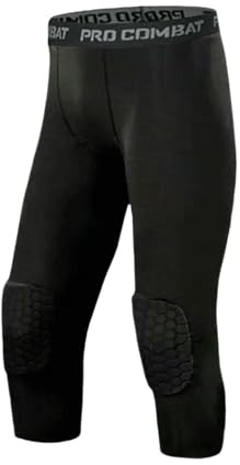 ENHVNYZA Shorts Men's Honeycomb Knee Pads Running Anti-Collision Tights Safety Pants Basketball Sports Compression Pants-Black XXXL