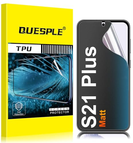 QUESPLE [3 Stück] Matt Schutzfolie für Samsung Galaxy S21 Plus 5G, Anti-Fingerabdruck, Blendschutz Matte Weich TPU Folie, Ultra-Klar Fingerabdruck-ID Unterstützen Displayschutzfolie