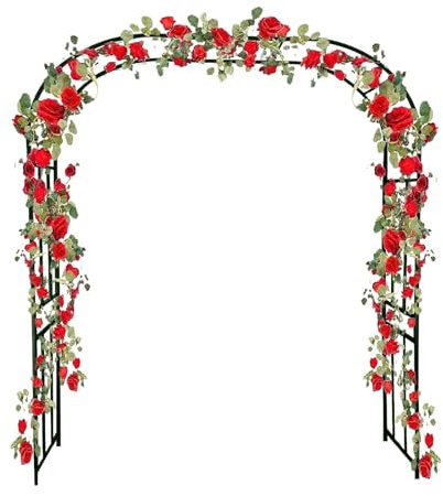 Arche de jardin robuste pour plantes grimpantes - Treillage en métal - Décoration de mariage - Tonnelle verte pour terrasse et pelouse (L 2 x l x H) 45 x 2,40 m