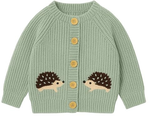 Yoolhamy Baby Cardigan Knitted Toddler Sweater Clothing Warm Long Sleeve Jumpers Fall Winter Knitwear for Girls Boys Top (UK, Age, 2 Years, 3 Years, Green)