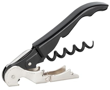 PULLTAP'S GENUINE Classic 500 para zurdos Negro - Sacacorchos de camarero para uso profesional - Fabricado en España - Incluye doble palanca articulada, navaja cortacápsulas y abrebotellas