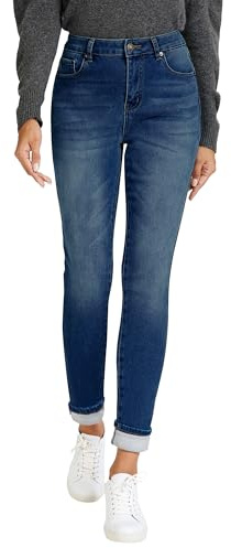 LookbookStore Fleece Lined Skinny Jeans Women Winter Dark Blue Jeans Thermal Womens Trousers Jeggings for Women Stretchy Darkness Blue Size Small Size 4 6