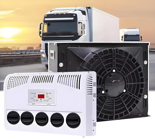 Climatiseur Split 12V/24V pour Cabine De Camion | pour Semi-Remorques, Camping-Cars, Engins De Chantier, Grues, Excavatrices | Alimentation 12V/24V Cc | Refroidissement Efficace,24V-Black