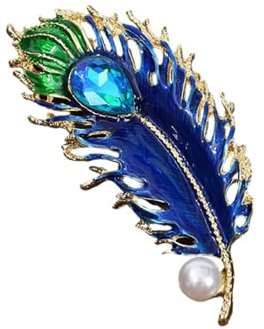 Pfauen-Brosche im Vintage-Stil, mit schimmernden Strasssteinen für formelle Veranstaltungen, modische Kleidung, Accessoires, Pfauenfeder-Brosche, Einheitsgröße, Wie beschrieben
