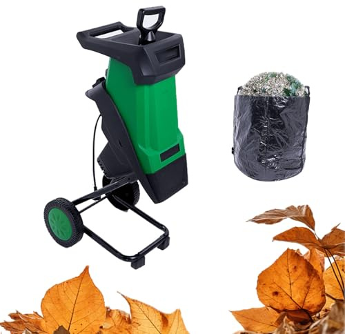 Biotrituratore Elettrico Per Rami, Biotrituratore Da Giardino Da 2400 W Con Sacco Di Raccolta, Per Scarti Di Giardino, Rami E Foglie, 4500 Giri/min Per Diametri Da 0 A 40 Mm,Green