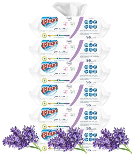 Bingo Reinigungs Streifenfrei Oberflächenreinigungstücher Glas & Oberflächen, Abdeckung Staubreiniger – Schnell trocknend (6, Lavendel)