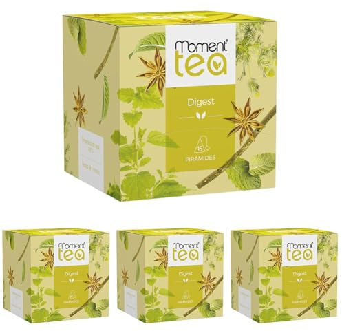 Moment Tea- Infusión Digest estuche de 15 pirámides de 1.25g (Paquete de 4)