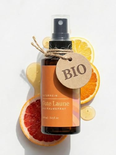 BOHORIA Raumspray Gute Laune BIO-Orange & Zitrone ätherisch BIO-Raumspray - Naturreiner Duft mit ätherischem BIO-Orangenöl & Zitronenöl - Kissenspray für Schlaf & Wohlbefinden (100ml, Gute Laune)