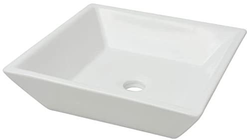 Xhnifbn Lavabo da appoggio quadrato in ceramica, moderno lavandino bianco per bagno e WC degli ospiti, elegante lavabo con superficie lucida, 41,5 x 41,5 x 12 cm