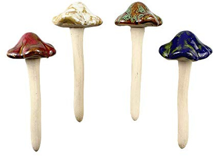 Danmu Gartendekoration, Keramik-Pilze für Garten, Hof, Feengarten, Rasen-Ornament, Keramik, 11,5 cm hoch, 4 Stück (zufällige Farbe)