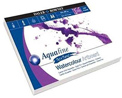 Daler-Rowney Aquafine kaltgepresstes Aquarell- & Gouache, 1,4 mm dick, A4, Naturweiß, einseitig geklebt, 10 Blatt, ideal für Profis und Anfänger, Künstler und Studenten, säurefrei