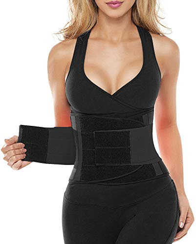 SHAPERX Waist Trainer for Women Tummy Control Waist Cincher Belt Workout Sweat Band Back Support Sport Girdle, SZ8002-New-Black-M
