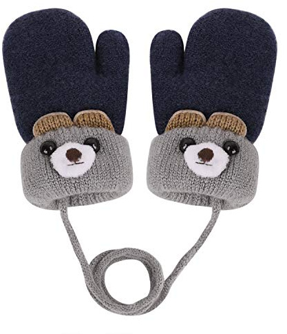 Moufles Bébé Thermique Gants Hiver Automne Epais Mitaines Tricoté Crochet Chaud Douce Gants Plein-Doigts Motif Cartoon Mignon Gloves Ski Snowboard Camping Vélo pour Enfants Garçons Filles 0-3 Ans